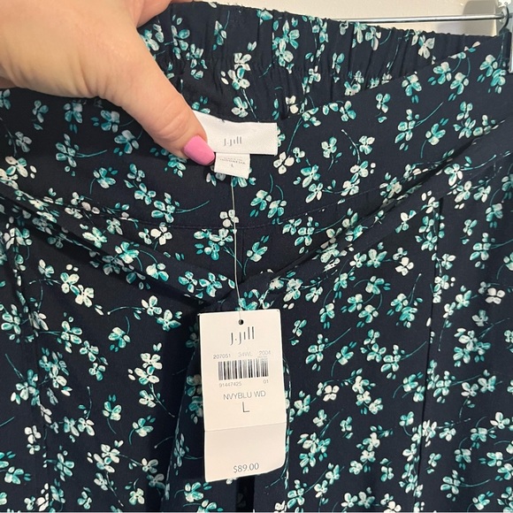 J Jill Large Crop Split Wide Leg Floral crop Pants with belt. Women’s size L - Picture 4 of 8